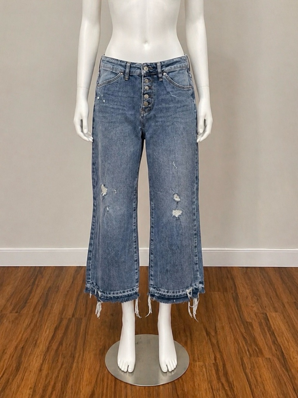 We The Free Distressed Wide-Leg Cropped frayed hem Jeans size 29